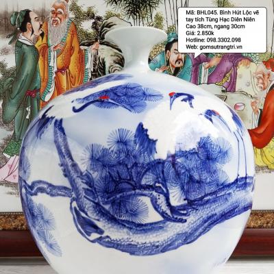 Bình hút tài lộc họa tiết Tùng Hạc Diên Niên